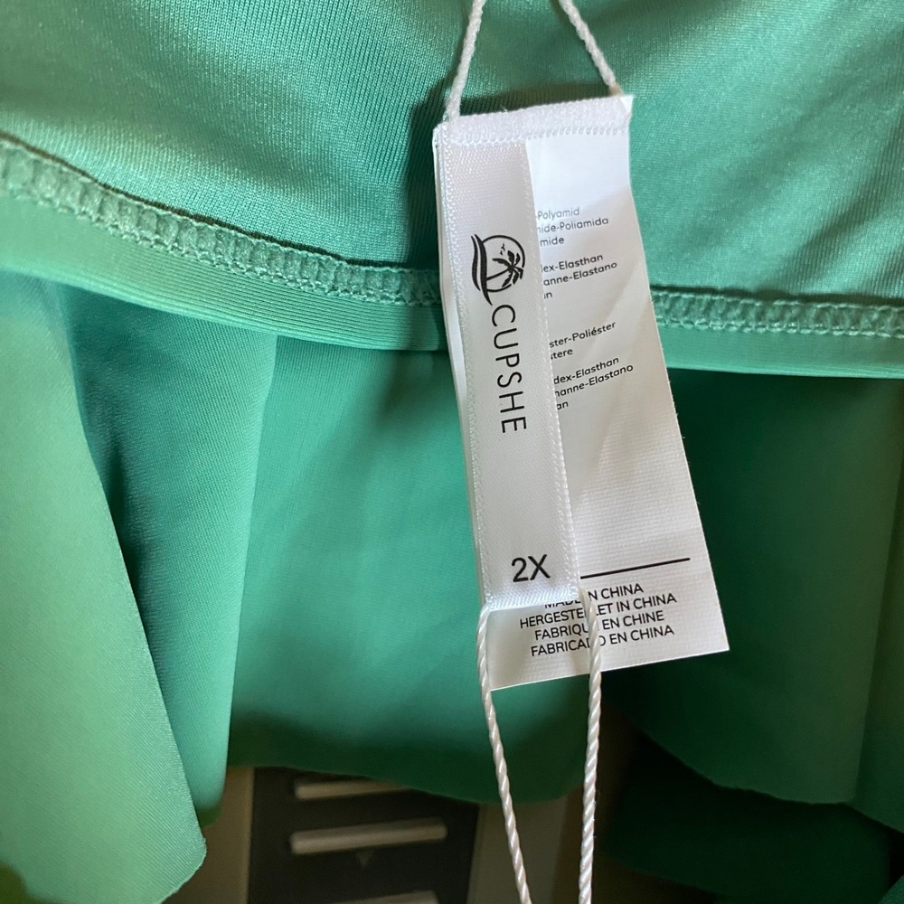 Cupshe Green Swim Top Flounce Adjustable Straps Tankini 2X - Picture 7 of 8